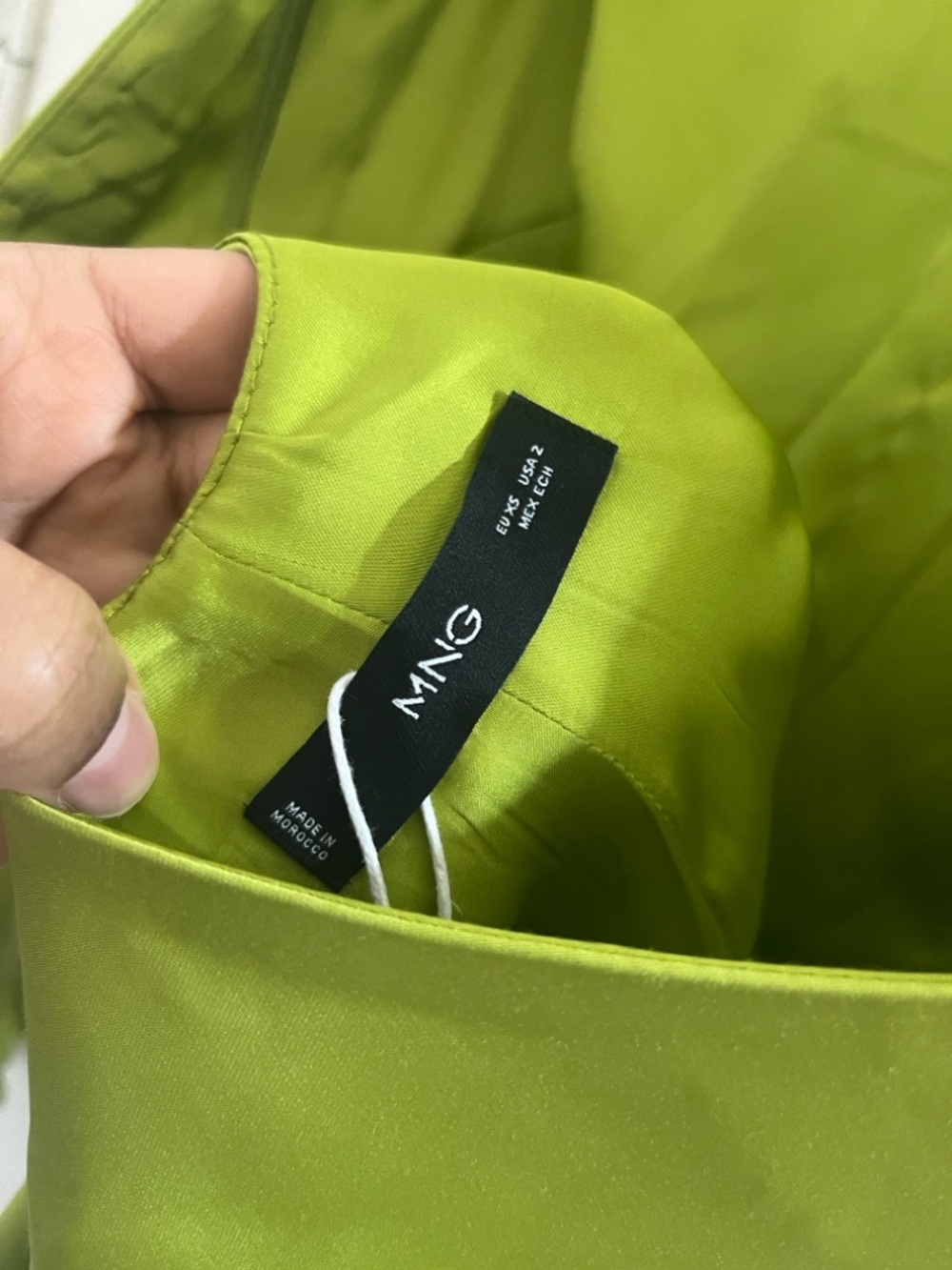 Mango Fitted Long-Sleeve Lime Green Sheath Dress - Picture 16 of 16